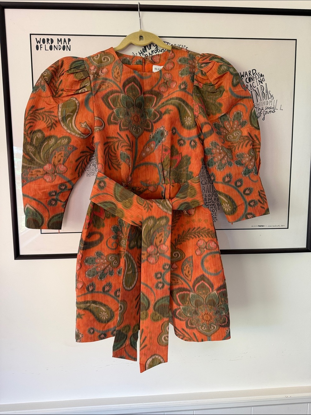 HUNTER BELL Sutton Taffeta Dress Size 6 Autumnal Fall Orange Print $545 - Picture 6 of 14